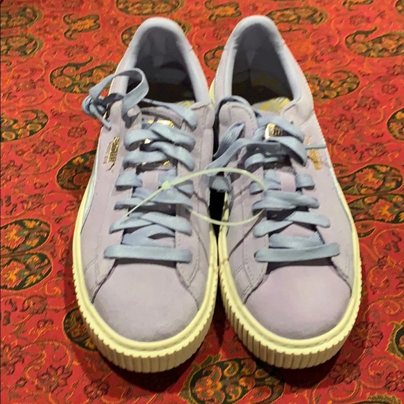 NEW PUMA SUEDE PLATFORM MONO SATIN SHOES SZ 7.5 - Picture 2 of 8